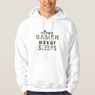 True Gamer Never Sleeps Typography Gamer Hoodie