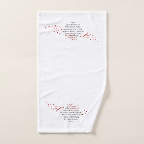 True Grandmother Quote Red Flower Petals White Hand Towel