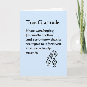 True Gratitude - a funny thank you poem Card