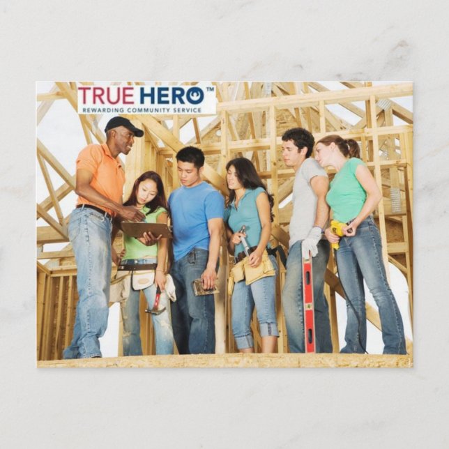 True Hero postcard with service project team photo (Front)