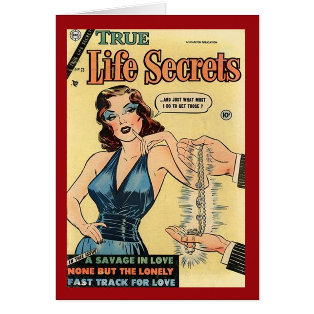"True Life Secrets" Vintage Comic Cover Card (Front)