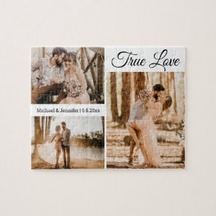 true love, 3 photos collage wedding valentines jigsaw puzzle