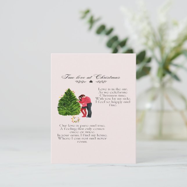 True Love At Christmas Poem Note Card (Standing Front)