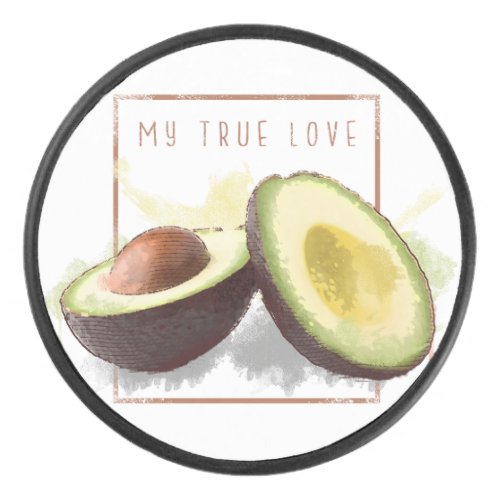 True love avocado design hockey puck