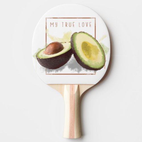 True love avocado design ping pong paddle