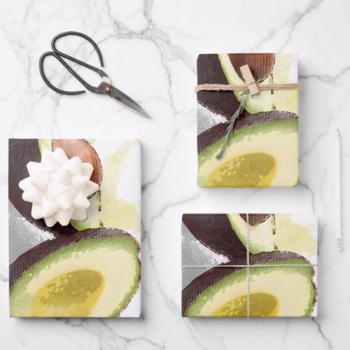 True love avocado design wrapping paper sheets