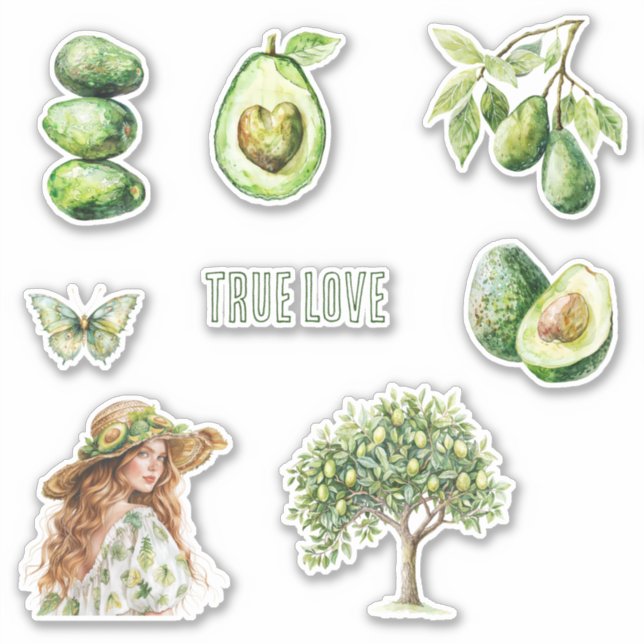 True Love Avocado Tree Butterfly Female Sticker (Front)