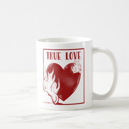 True love burning heart coffee mug