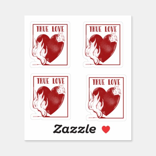True love burning heart sticker