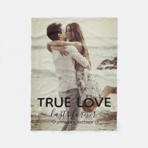 True Love Couple Photo Engagement Gift Fleece Blanket
