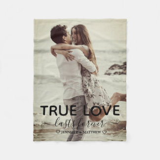 True Love Couple Photo Engagement Gift  Fleece Blanket