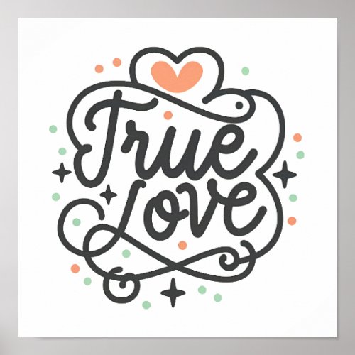 True Love Couple Tattoo Poster Gift for Couples