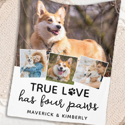 True Love Custom Pet Dog Lover 4 Photo Collage Fleece Blanket