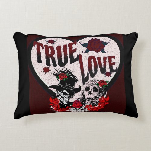 True Love Custom Skull Couple Accent Pillow