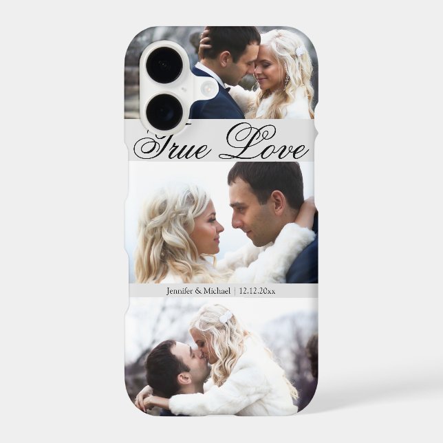 true love, elegant 3 photos anniversary romantic iPhone case (Back)