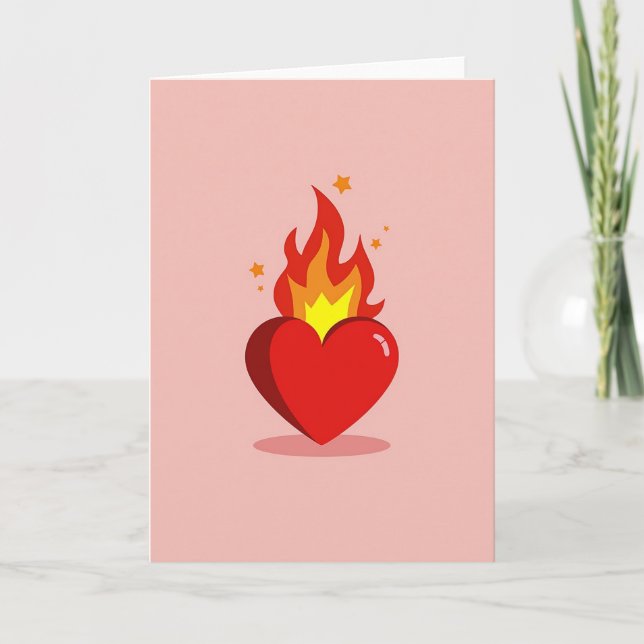 True Love Flaming Heart Card (Front)