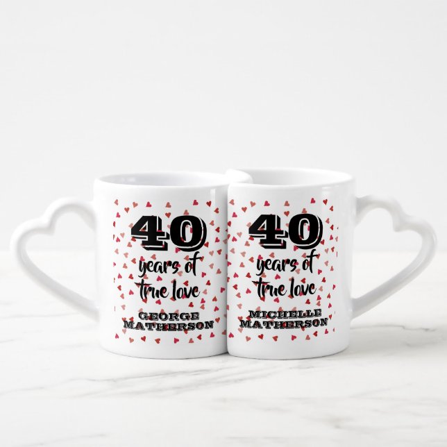 True Love Fun Ruby 40th Wedding Anniversary Coffee Mug Set (Front Nesting)