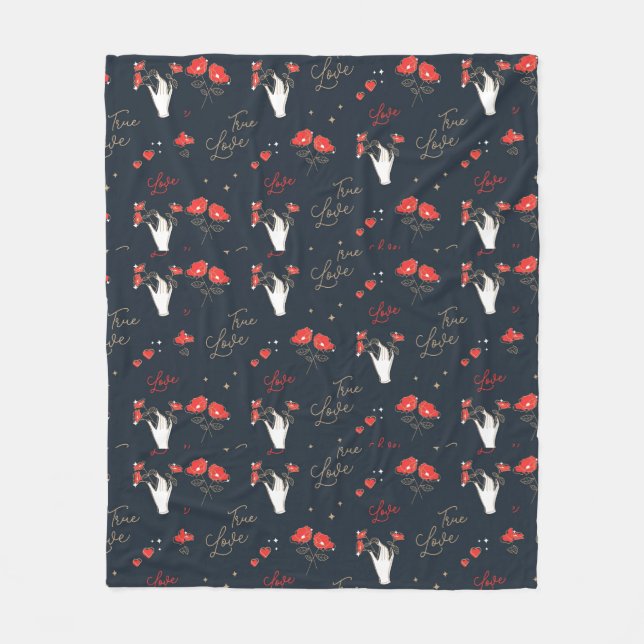 True Love Hands and Flowers Fleece Blanket (Front)