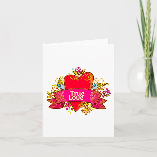 True Love Heart Ribbon with Floral Elements Card (Creator Uploaded)