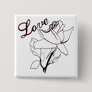 True Love Heart Roses Valentine's Day Sweetest Button