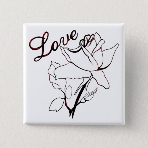True Love Heart Roses Valentines Day Sweetest Button