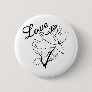 True Love Heart Roses Valentine's Day Sweetest Button