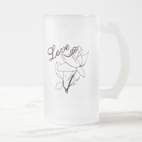 True Love Heart Roses Valentines Day Sweetest Frosted Glass Beer Mug