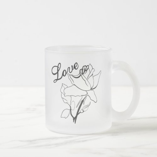 True Love Heart Roses Valentines Day Sweetest Frosted Glass Coffee Mug