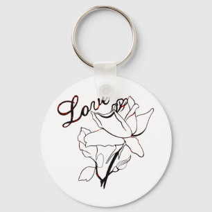True Love Heart Roses Valentine's Day Sweetest Keychain