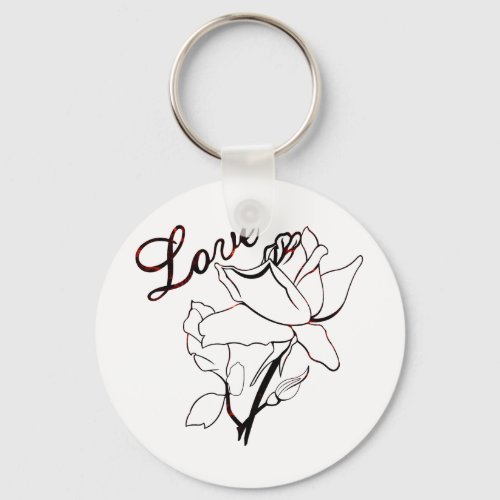 True Love Heart Roses Valentines Day Sweetest Keychain