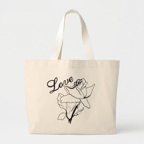 True Love Heart Roses Valentines Day Sweetest Large Tote Bag