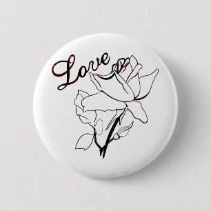 True Love Heart Roses Valentine's Day Sweetest Pinback Button