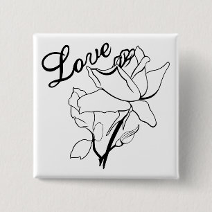 True Love Heart Roses Valentine's Day Sweetest Pinback Button