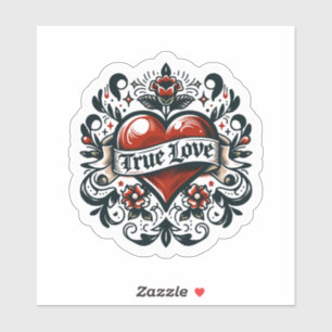 True Love Heart Tattoo Look Artistic Sticker