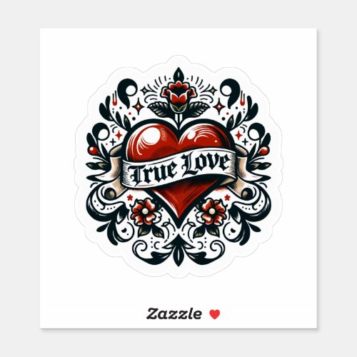 True Love Heart Tattoo Look Artistic  Sticker