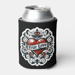 True Love Heart Tattoo Sticker Style Artistic Can Cooler