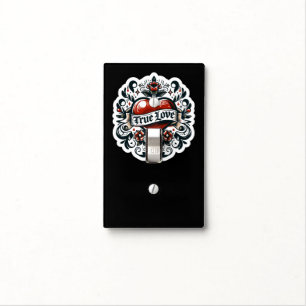 True Love Heart Tattoo Sticker Style Artistic Light Switch Cover