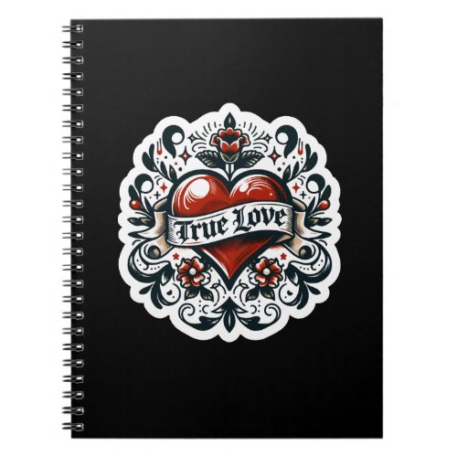 True Love Heart Tattoo Sticker Style Artistic  Notebook