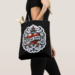 True Love Heart Tattoo Sticker Style Artistic Tote Bag