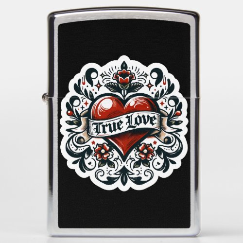 True Love Heart Tattoo Sticker Style Artistic  Zippo Lighter