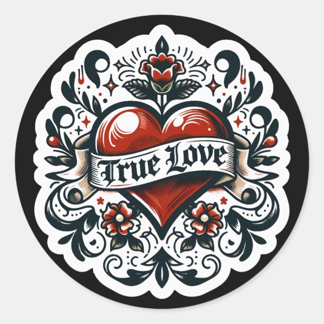 True Love Heart Tattoo Sticker Wedding Engagement  (Front)