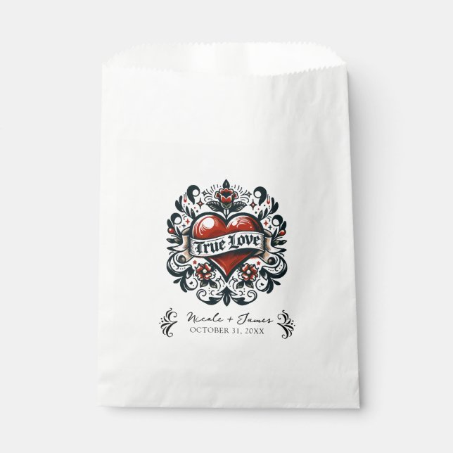 True Love Heart Tattoo Sticker Wedding  Favor Bag (Front)