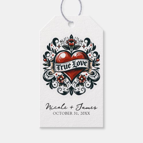 True Love Heart Tattoo Sticker Wedding  Gift Tags