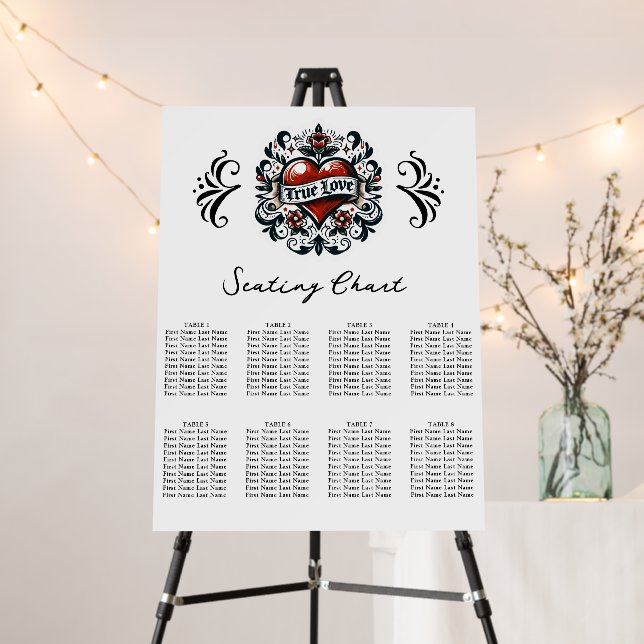 True Love Heart Tattoo Sticker Wedding Seating  Foam Board (In Situ (Stand))