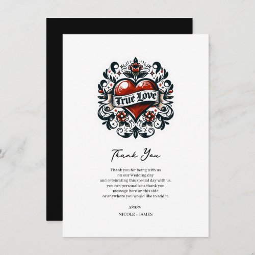 True Love Heart Tattoo Sticker Wedding Thank You Invitation