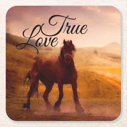 True Love Horse Square Paper Coaster