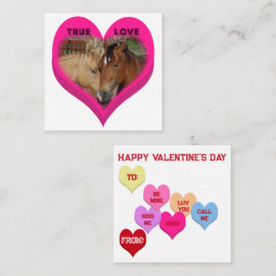 True Love Horses Conversation Hearts Valentine's Note Card