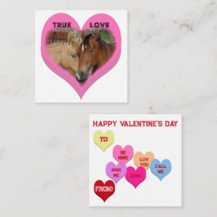 True Love Horses Conversation Hearts Valentine's Note Card