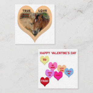 True Love Horses Conversation Hearts Valentine's Note Card