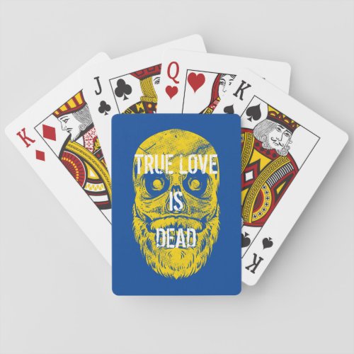 True Love Is Dead Big Yellow Bearded Skull Playing Cards